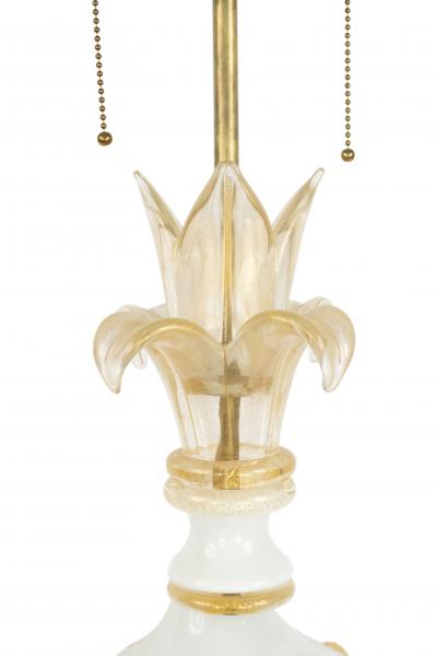 Italian Murano Neoclassic White Glass Table Lamps