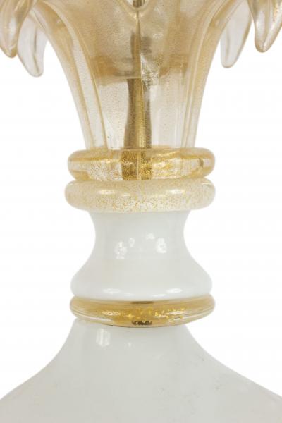 Italian Murano Neoclassic White Glass Table Lamps