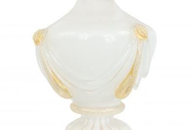 Italian Murano Neoclassic White Glass Table Lamps