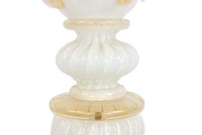 Italian Murano Neoclassic White Glass Table Lamps