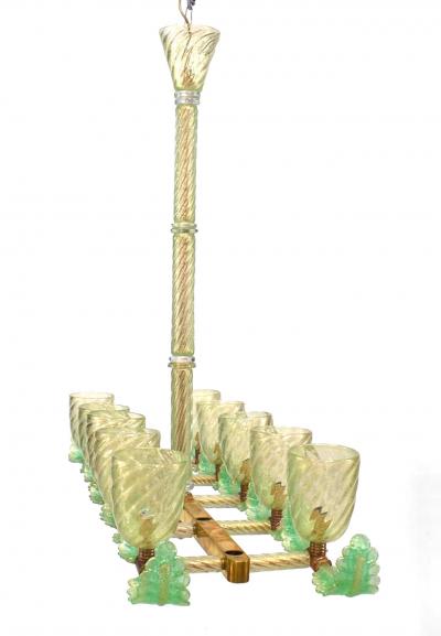 Italian Murano PULEGOSO Internal Bubbled Glass Brass Chandelier