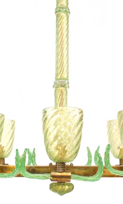 Italian Murano PULEGOSO Internal Bubbled Glass Brass Chandelier
