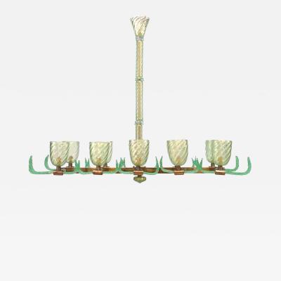 Italian Murano PULEGOSO Internal Bubbled Glass Brass Chandelier