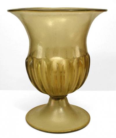Italian Murano Pulegoso Green Glass Urn Table Lamp