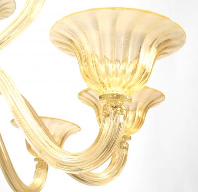 Italian Murano SOMMERSO Gold Dusted Fluted Glass Chandeliers
