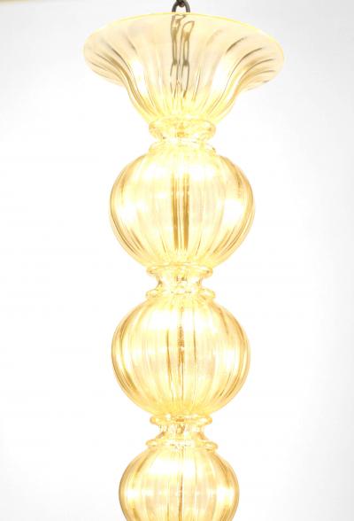 Italian Murano SOMMERSO Gold Dusted Fluted Glass Chandeliers
