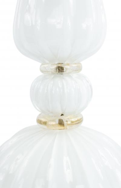 Italian Murano White Gold Dusted Glass Table Lamp