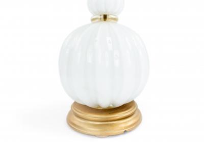 Italian Murano White Gold Dusted Glass Table Lamp