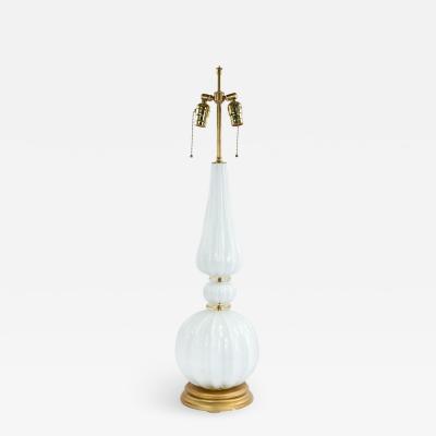 Italian Murano White Gold Dusted Glass Table Lamp
