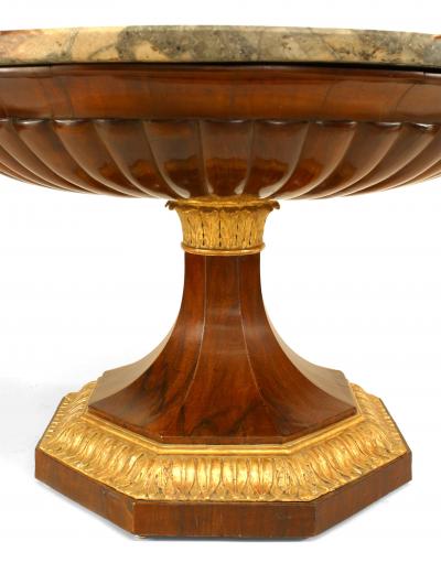 Italian Neapolitan Neo Classic Walnut Center Table with Marble Top