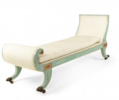 Italian Neo Classic Blue Painted Recamier