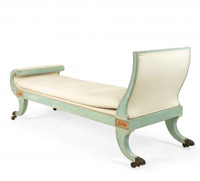 Italian Neo Classic Blue Painted Recamier