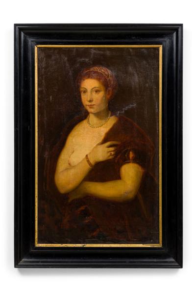 Italian Neo Classic Draped Lady Portrait