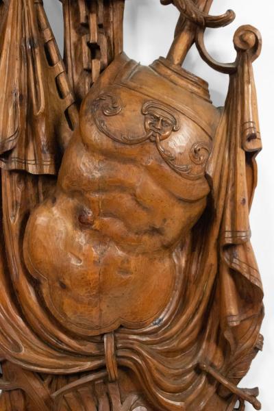 Italian Neo Classic Fruitwood Trophy Wall Plaque