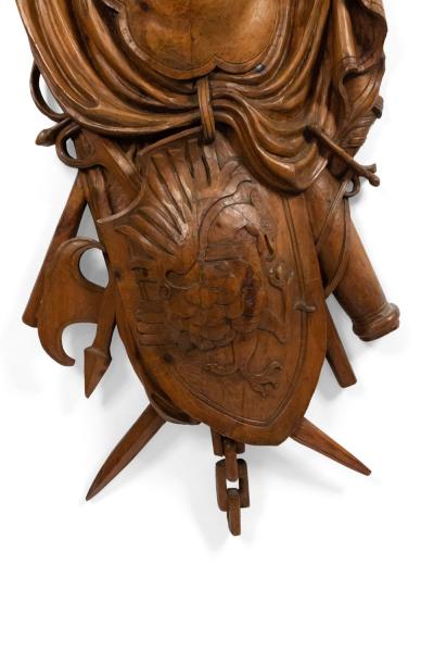 Italian Neo Classic Fruitwood Trophy Wall Plaque