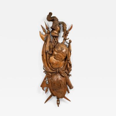 Italian Neo Classic Fruitwood Trophy Wall Plaque