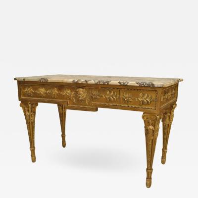 Italian Neo Classic Gilt and Marbled Console Table