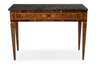 Italian Neo Classic Inlaid Marquetry Single Drawer Centre Table