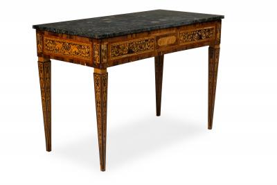 Italian Neo Classic Inlaid Marquetry Single Drawer Centre Table