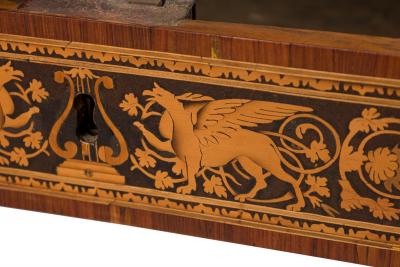 Italian Neo Classic Inlaid Marquetry Single Drawer Centre Table