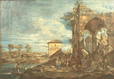 Italian Neo Classic Landscape of Ancient Ruin