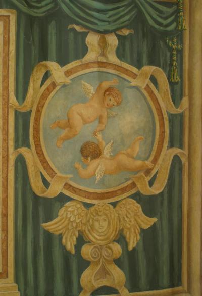 Italian Neo Classic Mural of Cupids