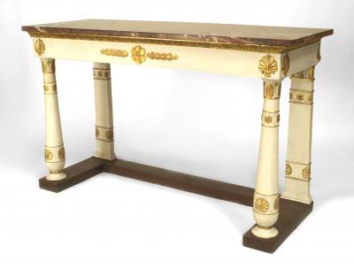 Italian Neo Classic Painted Marble Top Console Table