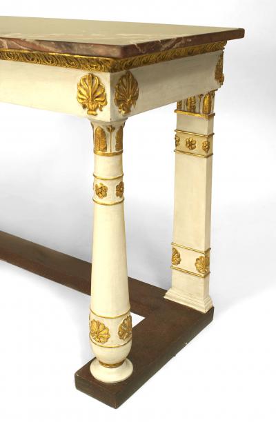 Italian Neo Classic Painted Marble Top Console Table