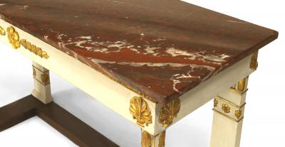 Italian Neo Classic Painted Marble Top Console Table