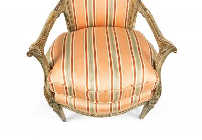 Italian Neo Classic Pink Stripe Arm Chair