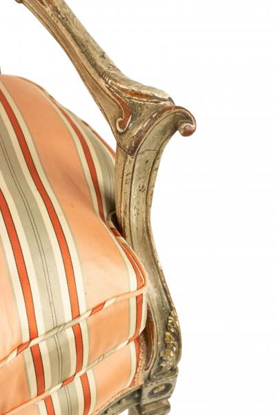 Italian Neo Classic Pink Stripe Arm Chair