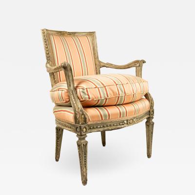 Italian Neo Classic Pink Stripe Arm Chair