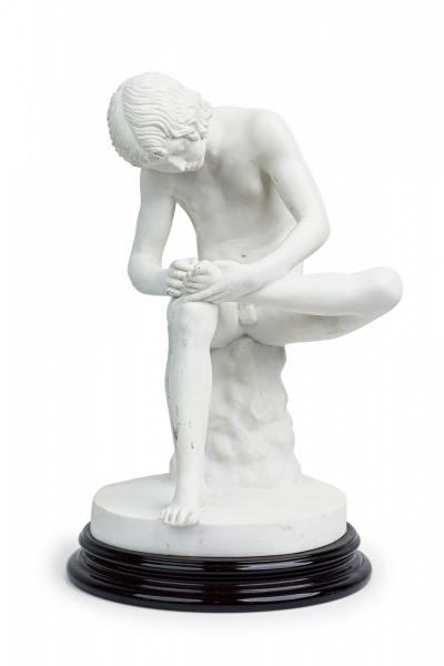 Italian Neo Classic White Porcelain Small Statue Cast of Boy with Thorn by Sal