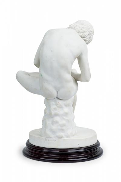 Italian Neo Classic White Porcelain Small Statue Cast of Boy with Thorn by Sal