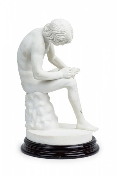 Italian Neo Classic White Porcelain Small Statue Cast of Boy with Thorn by Sal