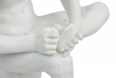 Italian Neo Classic White Porcelain Small Statue Cast of Boy with Thorn by Sal