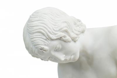 Italian Neo Classic White Porcelain Small Statue Cast of Boy with Thorn by Sal