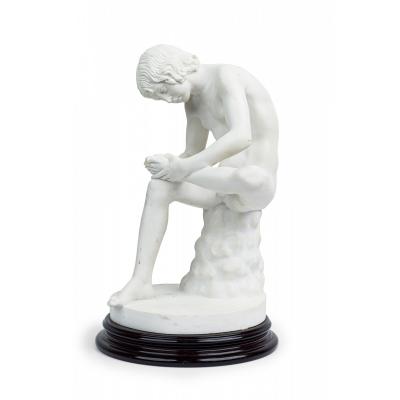 Italian Neo Classic White Porcelain Small Statue Cast of Boy with Thorn by Sal