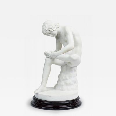 Italian Neo Classic White Porcelain Small Statue Cast of Boy with Thorn by Sal