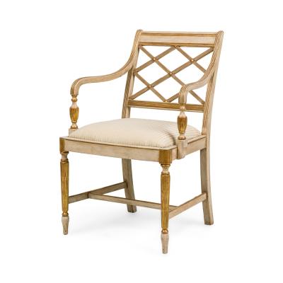 Italian Neo Classic style reproduction cream painted and gilt trim armchair
