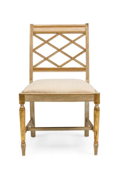 Italian Neo Classic style reproduction cream painted and gilt trim side chair