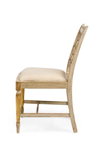 Italian Neo Classic style reproduction cream painted and gilt trim side chair