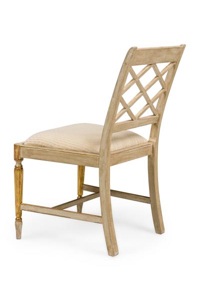 Italian Neo Classic style reproduction cream painted and gilt trim side chair