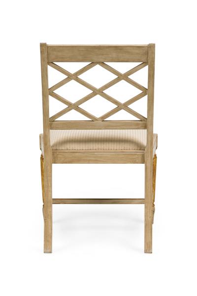 Italian Neo Classic style reproduction cream painted and gilt trim side chair