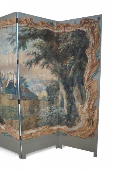 Italian Neo Classical Style Figurative Painting 6 Paneled Folding Screen