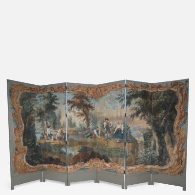 Italian Neo Classical Style Figurative Painting 6 Paneled Folding Screen
