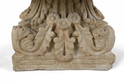 Italian Neo classic Marble Inlaid Top and Acanthus Leaf Design Base Coffee Table