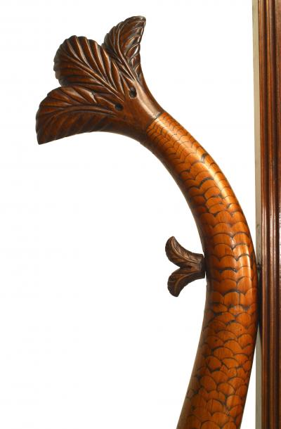 Italian Neo classic Walnut and Inlaid Cheval Mirror