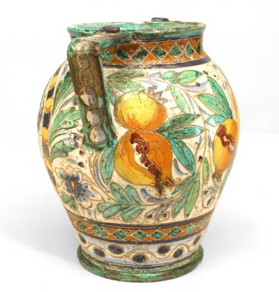 Italian Neoclassic Majolica Earthenware Vase with Bird
