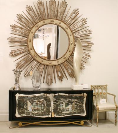 Italian Neoclassic Silvered Sunburst Mirror